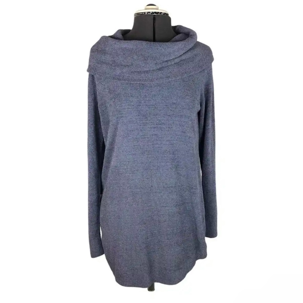 Barefoot Dreams Cozy Chic Ultra Lite Periwinkle Cowl Neck Tunic Sweater - Picture 8 of 12